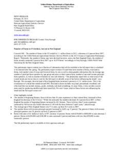 United States Department of Agriculture National Agricultural Statistics Service New England Field Office NEWS RELEASE February 20, 2014