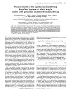 December 15, Vol. 36, NoOPTICS LETTERSMeasurement of the spatial backscattering impulse-response at short length