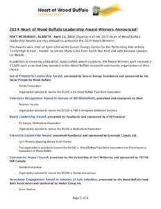 Canada / Fort McMurray / Buffalo /  New York / Suncor Energy / Santas Anonymous / ATB Financial / Syncrude / Economy of Canada / Wood Buffalo /  Alberta / Alberta