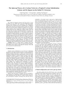 SOLA, 2014, Vol. 10, 93−97, doi:[removed]sola[removed]The Spin-up Process of a Cyclone Vortex in a Tropical Cyclone Initialization Scheme and Its Impact on the Initial TC Structure