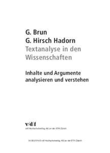 G. Brun G. Hirsch Hadorn Textanalyse in den Wissenschaften Inhalte und Argumente analysieren und verstehen