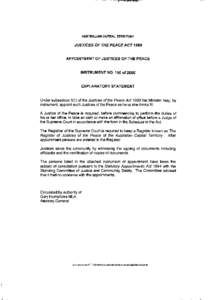 AUSTRALIAN CAPITAL TERRITORY  JUSTICES OF THE PEACE ACT 1989 APPOINTMENT OF JUSTICES OF THE PEACE