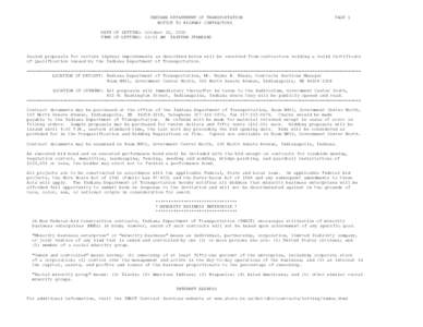 INDIANA DEPARTMENT OF TRANSPORTATION NOTICE TO HIGHWAY CONTRACTORS PAGE 1  DATE OF LETTING: October 22, 2002