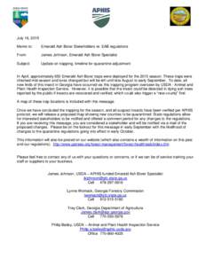 July 16, 2015 Memo to: Emerald Ash Borer Stakeholders re: EAB regulations  From: