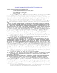 Southern Campaign American Revolution Pension Statements Pension Application of Richard Bishop W18598 Transcribed and annotated by C. Leon Harris State of North Carolina } S.S. Orange County }