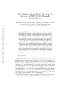 Detecting Intentional Packet Drops on the Internet via TCP/IP Side Channels: Extended Version arXiv:1312.5739v1 [cs.NI] 19 Dec 2013