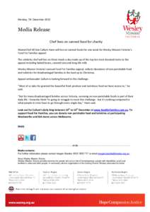 Microsoft Word - Media Release  - Chef lives on canned food for charity