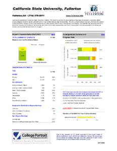 California State University, Fullerton Fullerton,CA • ([removed]   www.fullerton.edu  Learning is preeminent at California State University, Fullerton. We aspire to combine the best qualities of teaching and resea
