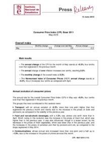 12 JuneConsumer Price Index (CPI). Base 2011 MayOverall index