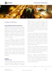 POLICIES AND PROCEDURES   depends not only on our service but also on the  Code of Ethics