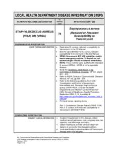 Local Health Department Disease Investigation Steps - S. aureus, vancomycin resistant/intermediate