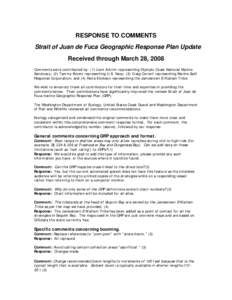 Strait of Juan de Fuca Geographic Response Plan Update