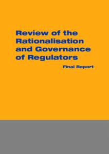 Review of the Rationalisation and Governance of Regulators