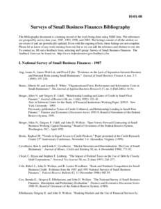Bank / Rebel A. Cole / United States federal banking legislation / Economic bubbles / Economics / Economic history / Government / Federal Reserve System / Finance / Small Business Administration