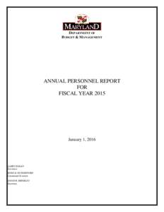 DEPARTMENT OF  BUDGET & MANAGEMENT ANNUAL PERSONNEL REPORT