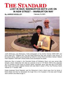 LOST IN WAR, WARBURTON BOYS LIVE ON IN NEW STREET – WARBURTON WAY By JARROD WOOLLEY February 10, 2015