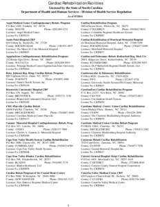 NC DHSR: Cardiac Rehabilitation Facilities