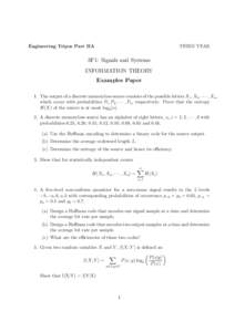 Engineering Tripos Part IIA  THIRD YEAR 3F1: Signals and Systems INFORMATION THEORY