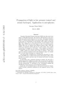 arXiv:astro-ph[removed]v3 6 Jul[removed]Propagation of light in low pressure ionised and atomic hydrogen. Application to astrophysics. Jacques Moret-Bailly