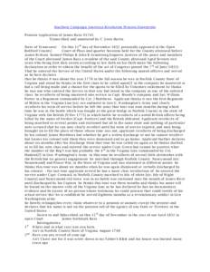 Southern Campaign American Revolution Pension Statements Pension Application of James Bass: S1745 Transcribed and annotated by C. Leon Harris State of Tennessee} On this 12 th day of November 1832 personally appeared in 