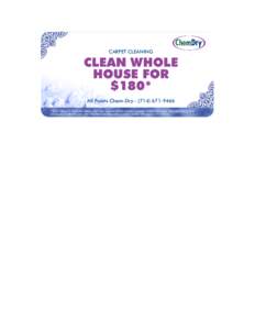 CARPET CLEANING  CLEAN WHOLE HOUSE FOR $180* All Points Chem-Dry[removed]