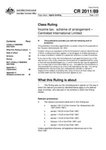 Class Ruling  CRPage status: legally binding  Page 1 of 9