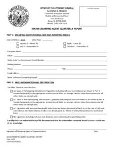 Idaho Non-Participating Manufacturer Certificate of Compliance