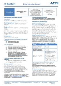 99 BlackBerry  99 BlackBerry Critical Information Summary