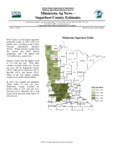 United States Department of Agriculture National Agricultural Statistics Service Minnesota Ag News – Sugarbeet County Estimates Upper Midwest Region - Minnesota Field Office · P.O. Box 7068 · St. Paul, MN[removed])
