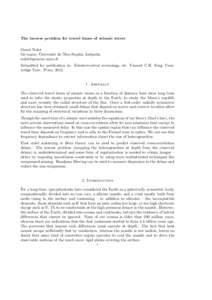 The inverse problem for travel times of seismic waves Guust Nolet G´e/oazur, Universit´e de Nice/Sophia Antipolis. [removed] Submitted for publication in: Extraterrestrial seismology, ed. Vincent C.H. Tong