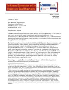 Page 1 / National Commission on Fair Housing and Equal Opportunity  Henry Cisneros Jack Kemp Co-Chairs October 24, 2008