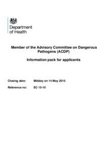 Member of the Advisory Committee on Dangerous Pathogens (ACDP): Information pack for applicants