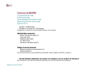 Commune de NEUPRE L Arrondissement de Liège la Province de Liège