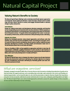 Natural Capital Project Valuing Nature’s Benefits to Society The Natural Capital Project (NatCap) works to develop scientifically rigorous approaches to incorporate natural capital into decisions, create innovative sof