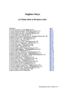 Majjhima Nikāya La Vision Juste et 30 autres récits Introduction Le récit de la vision juste (Sammādiṭṭhisutta n° 9) Le récit de la grande quarantaine (Mahācattārīsakasutta n° 117)