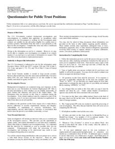 Standard Form 85P Revised September 1995 U.S. Office of Personnel Management 5 CFR Parts 731, 732, and 736  Form approved: