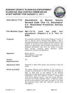 Property / Watershed district / Planning and zoning commission / Zoning / Watershed management / Water / Real estate / Real property law / Land law