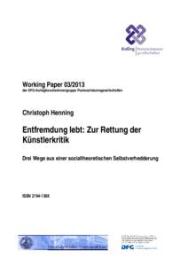 Working Paperder DFG-KollegforscherInnengruppe Postwachstumsgesellschaften Christoph Henning