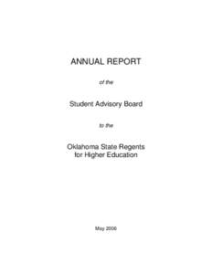 ANNUAL REPORT of the Student Advisory Board to the