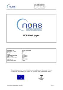 Title: NORS Web pages Deliverable number: D2.1 Revision 00 - Status: Final Date of issue: NORS Web pages