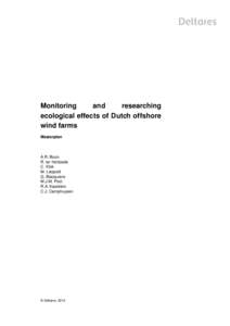 Monitoring and researching ecological effects of Dutch offshore wind farms Masterplan