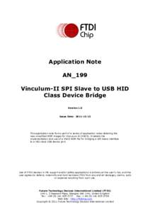 Application Note AN_199 Vinculum-II SPI Slave to USB HID Class Device Bridge Version 1.0