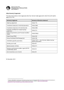 Other Solvency II approvals This document contains a list of approvals other than internal model approval for which firms will need to apply to the PRA. Solvency II approval  Solvency II Directive reference1