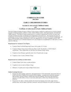 Early Childhood Studies AA Degree, Certificate[removed]Curriculum Guide - Ohlone College