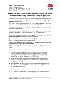 Treasurer Media Release 2 March 2010: more green shoots as NSW residential building approvals jump 95 per cent