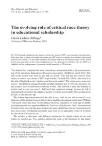 Education / Philosophy / Jean-Jacques Rousseau / Race / Brown v. Board of Education / Historical race concepts / Law / Postmodernism / Critical race theory / Gloria Ladson-Billings