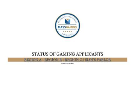 STATUS OF GAMING APPLICANTS REGION A | REGION B | REGION C | SLOTS PARLOR UPDATED[removed] REGION A