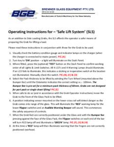 Operating Instructions for – ‘Safe Lift System’ (SLS)