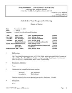 NORTH RENFREW LANDFILL OPERATIONS BOARD Laurentian Hills Municipal Building[removed]Hwy 17, R.R. #1, Deep River, Ontario KOJ 1P0 Telephone: ([removed]Fax[removed]Email: [removed]