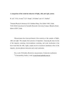 A comparison of the resistivity behavior of MgB2, AlB2 and AgB2 systems R. Lal1, V.P.S. Awana1,$, K. P. Singh1, H. Kishan1 and A.V. Narlikar2 1